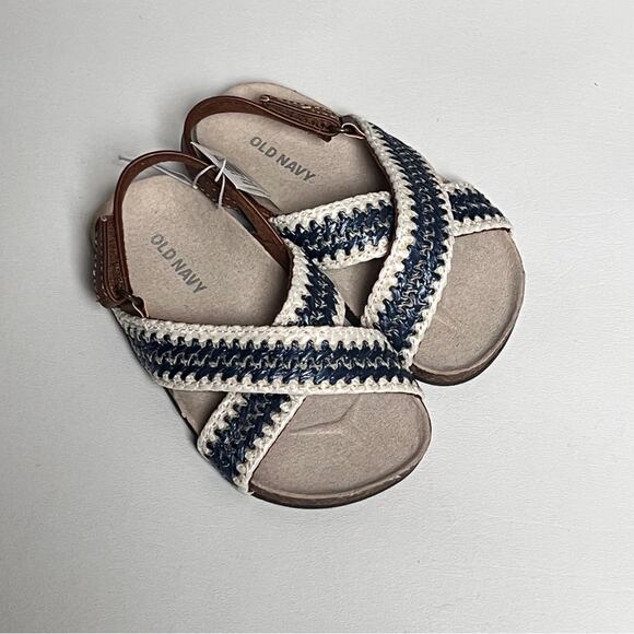 Old Navy Mixed Material Girls Cross-Strap Sandals Sz 7 - Picture 8 of 11